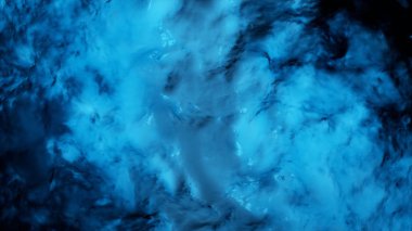 Dalgalar deniz yüzeyinde güzel mavi renkte, kusursuz bir döngü. Animasyon. Dalgalanan sıvı maddenin üst görünümü, sualtı yaşam konsepti.