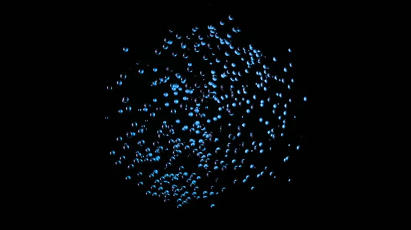 Барвиста сфера, що складається з кульок. Анімація. Кольорові кульки в просторі рухаються по колу. Абстрактний барвистий фон. Циклічна комп'ютерна графіка — стокове фото
