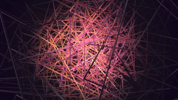 Animation of colored tangled threads on a black background. Animation. Colored bunch of lines on a black background