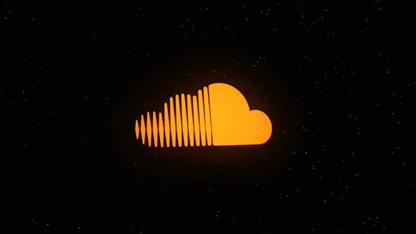 Sound cloud digital space icon animation. Animation. Icon is sprayed on points in cyberspace