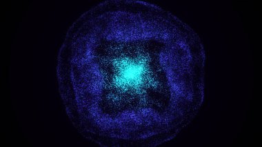 Hareketli Renkli Led Lights. Animasyon. Neon renkli noktalar uzayda daireler çiziyor