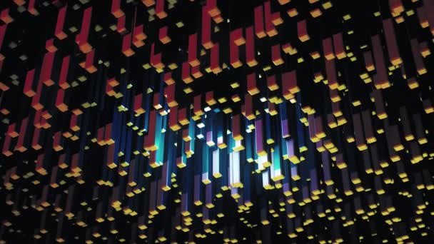 현대의 컴퓨터를 사용 한 숨막히는 광학적 착시 현상은 3 차원 직사각 형 블록을 만들어 냈습니다. 애니메이션. 볼륨 기하학적 도형의 맨 아래 모습. — 비디오