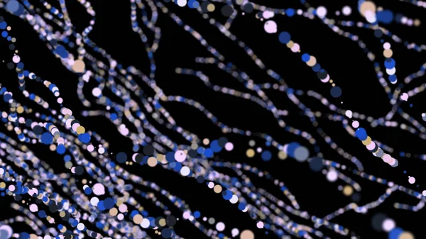 Abstract colored lines on black background. Animation. Colored lines as neural connections on a black background