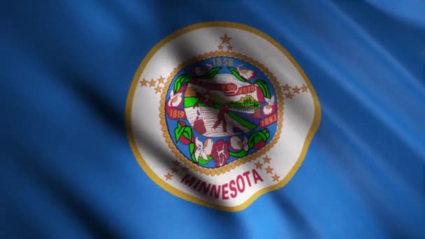 Minnesota realistisk närbild viftande flagga bakgrund, sömlös loop. Animering. Färgglada flagga en av USA fladdrar oändligt. — Stockvideo