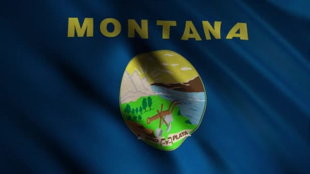 Drapeau abstrait de l'État du Montana avec de belles ondulations, boucle transparente. Animation. Drapeau des États-Unis d'Amérique Montana avec texture de tissu très détaillée . — Video