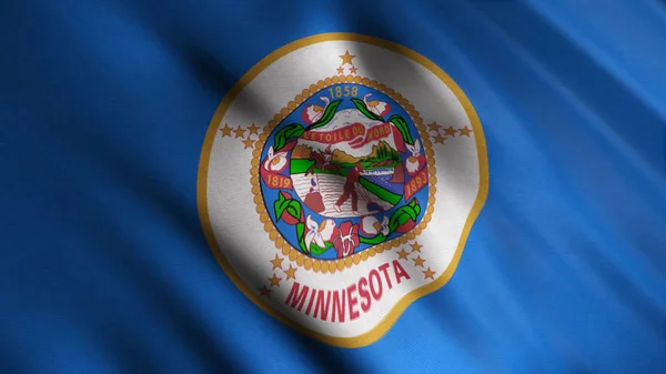 Minnesota realistische close-up zwaaien vlag achtergrond, naadloze lus. Animatie. Kleurrijke vlag een van de Verenigde Staten fladderen eindeloos. — Stockfoto