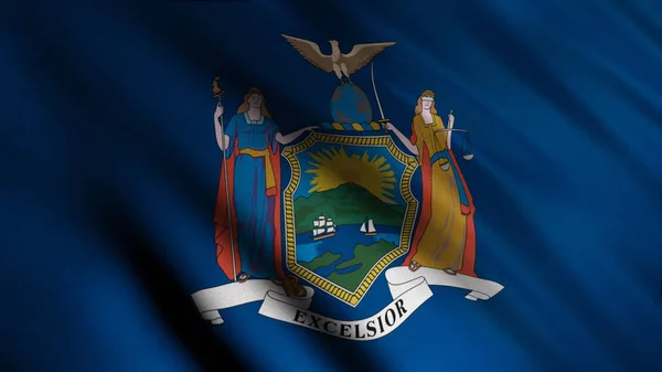 New York bayrağı dalgalanan arka plan, kusursuz döngü. Animasyon. Birleşik Devletlerden birinin rüzgar ambleminde dalgalanan soyut bayrak kumaşı.. — Stok fotoğraf