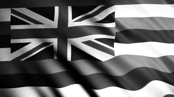 Abstracte monochrome Hawaii vlag fladderend in de wind, naadloze lus. Animatie. Zwaaien in de wind realistische textuur van de vlag een van de Verenigde Staten van Amerika. — Stockfoto