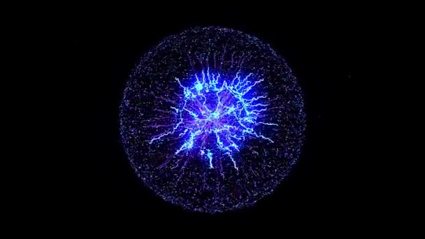 3D Astratto esplosione colorata della stella isolata su sfondo nero. Animazione. Bellissimo corpo celeste blu che si muove nello spazio circondato dalla nube di particelle . — Video Stock