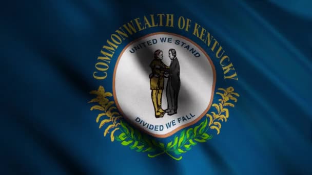 Kentucky Estados Unidos hasteando bandeira, fundo de movimento sem costura loop. Animação. Bandeira colorida com textura de tecido altamente detalhada . — Vídeo de Stock