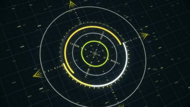 Future and innovation concept. Animation. Abstract animation of circular graph with digits on the dark background — Vídeos de Stock