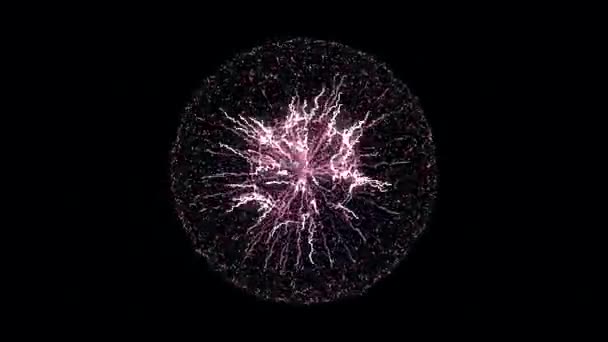 3D Abstrait explosion colorée de l'étoile isolée sur fond noir. Animation. Beau corps céleste rose se déplaçant dans l'espace entouré par le nuage de particules . — Video