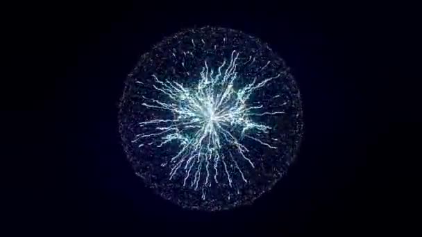 Colorful abstract animation of plasma ball lamp energy and beautiful zippers on the black background. Animation. Concept for power, electricity, science and physics. — 图库视频影像