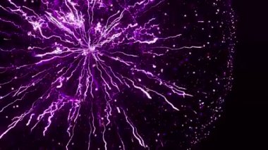 Concept for power, electricity, science and physics. Animation. Beautiful abstract lightning and bright light in energy ball with zippers on the black background.
