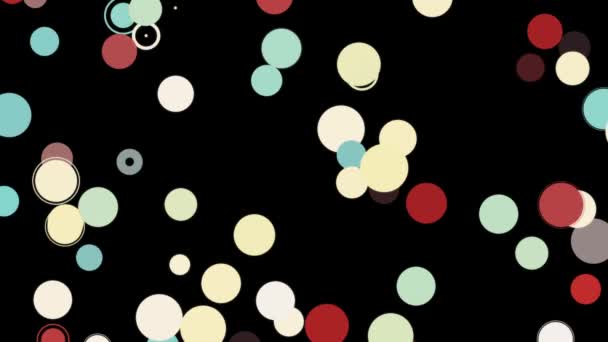 Beautiful abstract animation of multicolored circles appearing and disappearing on the black background. Animation. Abstract 3d render of transition with geometric shapes — Vídeo de Stock