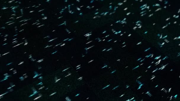Abstrakter Hintergrund beweglicher Neon-Matrix-Striche. Animation. Dark Dot Matrix Raumhintergrund mit beweglichem Licht helle Striche — Stockvideo