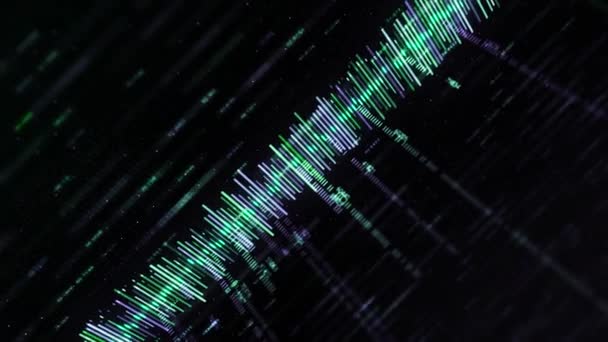 추상적 이고 화려 한 equalizer Matrix 스타일은 검은 배경에 있습니다. 애니메이션. 색 획 과 컴퓨터 매트릭스 형식의 숫자가 있는 음악 트랙 혹은 비즈니스 차트 — 비디오