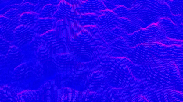 Абстрактный ультраморской трёхмерный фон. Анимация. Голубая восковая поверхность с мелкой рябью, безморская лапка, технологическая концепция . — стоковое фото