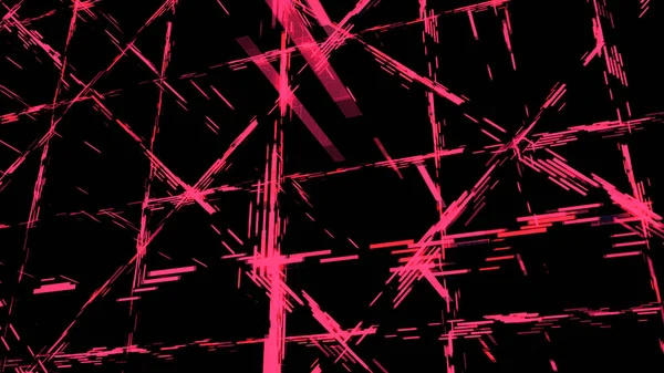 Abstrakt flytta neon rosa linjer på svart bakgrund, sömlös loop. Animering. Hypnotiska raka korta ränder som flyter en efter en i olika riktningar, sömlös loop. — Stockfoto