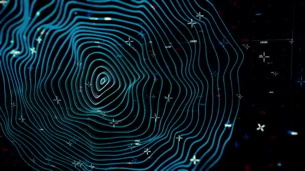 Internet technology and cyber security concept, realistic radar with targets on monitor in searching background, seamless loop. Animation. Many narrow rings forming wavy 3D texture. — Stock Video