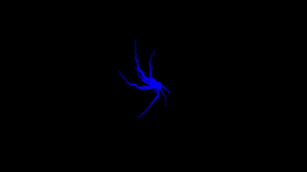Abstracte spiraal roterende gloeiende lijnen van blauwe kleur op zwarte achtergrond. Animatie. Mooie blauwe draaikolk van gebogen lijnen. — Stockvideo