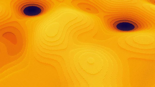 Fractal bakgrund med cirklar, sömlös loop. Animering. Abstrakt vinka textur med små partiklar av gul färg. — Stockfoto