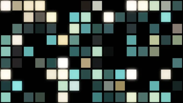 Twinkling horizontal small squared background, seamless loop. Animation. Many parallel rows of blinking flat shining squares.