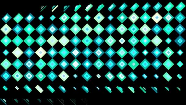 Many abstract rhombus figures appear and disappear on black background, seamless loop. Animation. Creative futuristic pattern with moving geometric figures. — 비디오