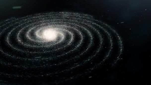 Volando a través del Universo lleno de estrellas sobre fondo negro, lazo sin fisuras. Animación. Impresionante espiral en forma de paisaje cósmico . — Vídeos de Stock