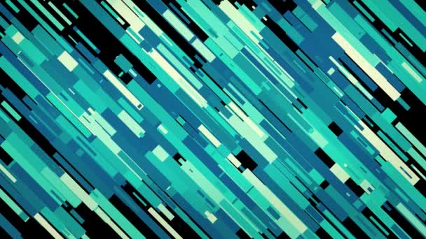 Abstract blue short lines flowing diagonally on black background, seamless loop. Animation. Beautiful stripes flowing into the same direction. — Stock Video