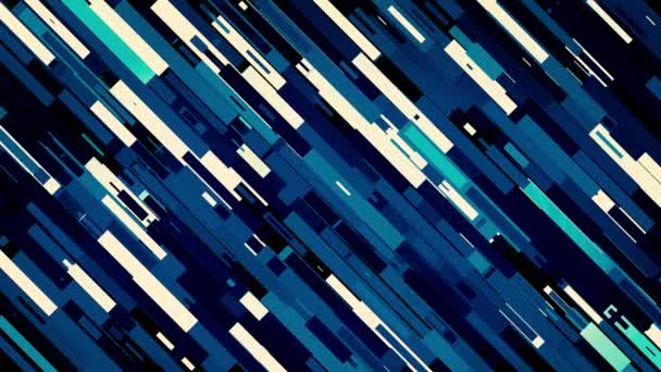 Abstract blue short lines flowing diagonally on black background, seamless loop. Animation. Beautiful stripes flowing into the same direction. — Stock Video