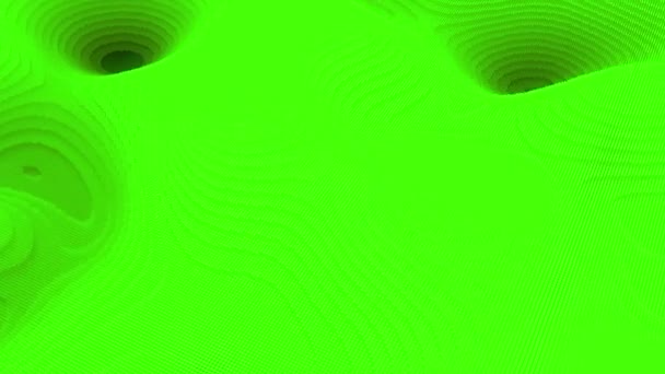 Superficie ondulada de color verde brillante con ondulaciones y granos, lazo sin costuras. Animación. Fondo futurista con textura de píxel fluido de color verde neón . — Vídeo de stock