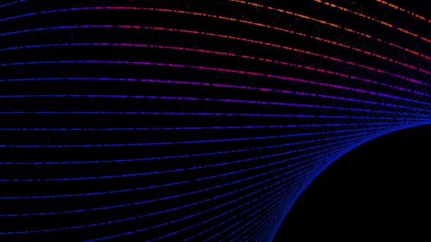 Illuminazione astratta linea di colori in movimento. Animazione. Progettazione di concetto di trasferimento dati digitale della rete tecnologica, incandescente su sfondo nero animazione loop senza soluzione di continuità — Video Stock