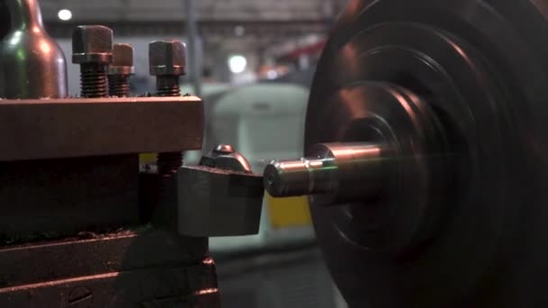 Close up of metal milling machine during grinding out the metal detail at the factory. Stock footage. Machinery and professional equipment concept, — Stock Video