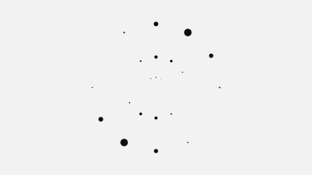 Black dots pulsate in circle on white background. Animation. Abstract little black dots pulsate like download background. White background and small black dots — 비디오