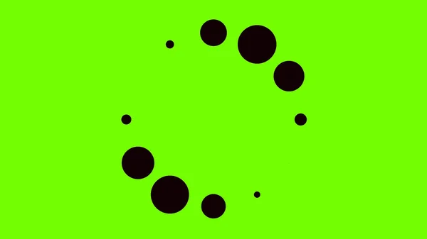 Анімація з чорними колами завантаження на кольоровому фоні. Анімація. Чорні крапки пульсують круговим рухом на кольоровому фоні. Завантаження тла з крапками — стокове фото