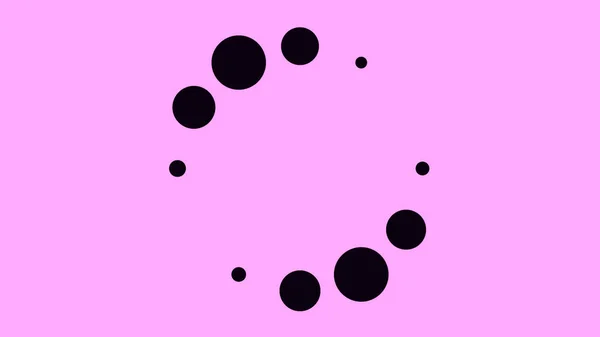 Анимация с черными кругами загрузки на цветном фоне. Анимация. Черные точки пульсируют круговым движением на цветном фоне. Загрузка фона с точками — стоковое фото