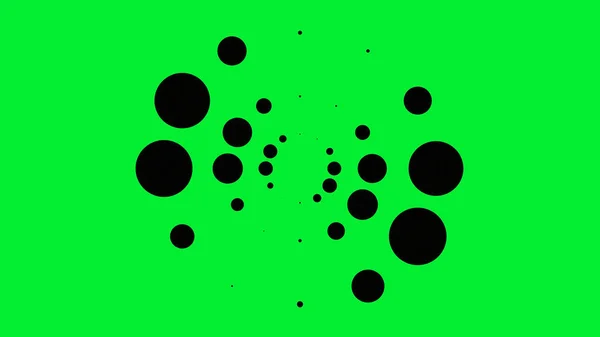 Animação com pontos pulsantes pretos em círculo. Animação. Pontos pretos em três linhas pulsam em círculo no estilo do fundo de carregamento. Fundo colorido com pontos pretos — Fotografia de Stock
