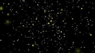 3D animation of luminous particles in black space. Animation. Beautiful space animation with particles or stars shining on black background clipart