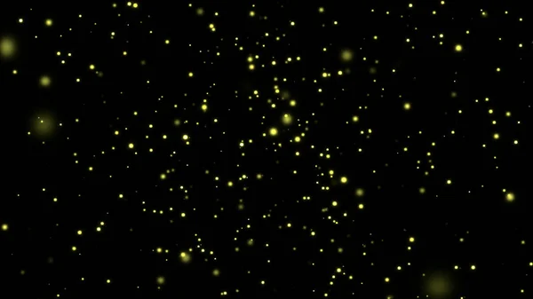 3D animation of luminous particles in black space. Animation. Beautiful space animation with particles or stars shining on black background