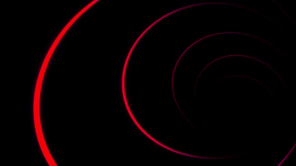 Abstrakt animation av virvlande tunnel från neonlinjen på svart bakgrund. Animering. Vacker futuristisk tunnel med neon virvlande linje — Stockvideo