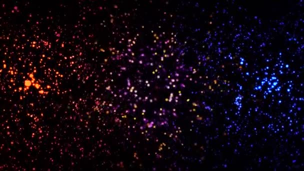 Abstract blurred shining fireworks with bokeh lights in the night sky. Animation. Abstract winter holidays background, seamless loop. — Stock Video