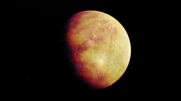 Siyah zemin üzerinde dönen soyut gerçekçi gezegen Venüs, Güneş Sistemi kavramı. Animasyon. Evrende dönen güzel uzay vücudu. — Stok video