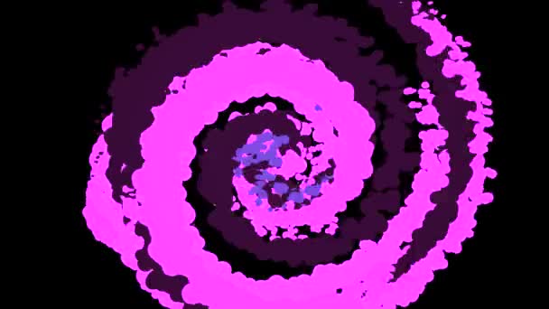 Animation of abstract swirling spiral from blurs. Animation. Colorful bright spirals twist as if from foam and disappear then reappear in other colors — Stock Video