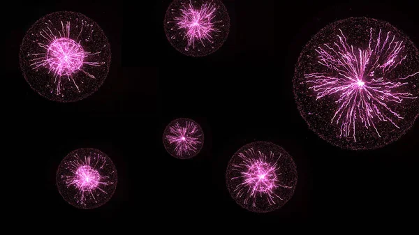 Plasma energy sphere pulse loop. Animation. Abstract animation of electric balls. Color balls on black background