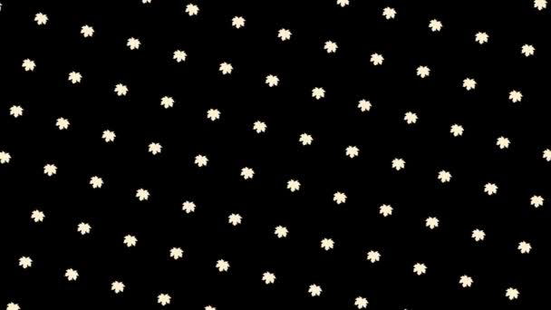 Weiße Ahornblätter, die auf schwarzem Hintergrund nach oben fließen, nahtlose Schlaufe. Animation. monochromer Bewegungshintergrund von Baumblättern, die sich in Reihen bewegen. — Stockvideo
