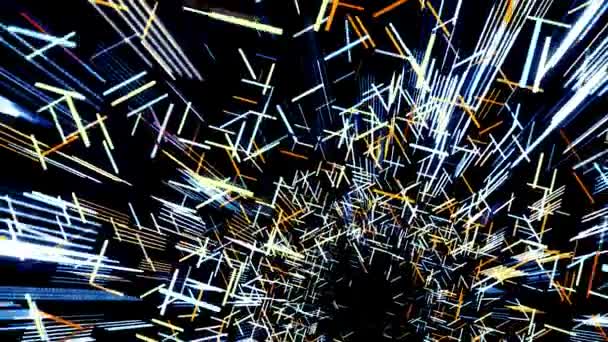 Abstract creative cosmic background with hyper jump into another galaxy. Animation. Speed of light, neon glowing rays in motion, seamless loop. — Stock Video