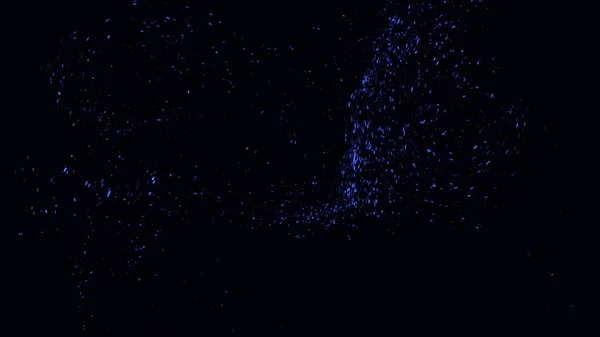 Polvo espacial abstracto volando caóticamente sobre fondo negro, lazo sin costuras. Animación. Hermosa nube de pequeñas partículas moviéndose en la oscuridad . — Foto de Stock
