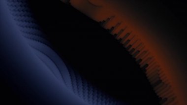 Soyut iki mavi ve kırmızı homojen olmayan şekil siyah arka planda izole edilmiş, kusursuz döngü. Animasyon. Alışılmadık bükülmüş figürler aynı yöne doğru hareket ediyor..