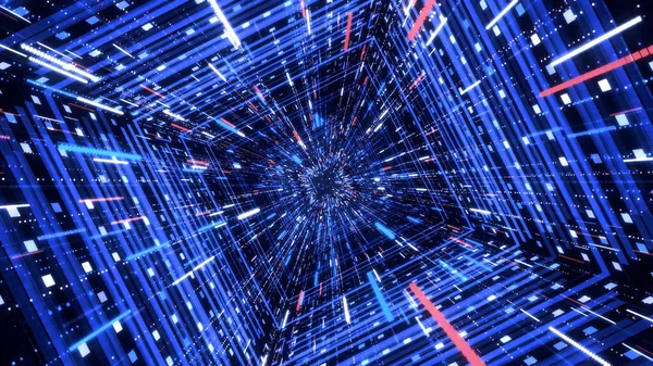 Abstrat iper saltare attraverso le stelle blu nell'Universo, loop senza soluzione di continuità. Animazione. Velocità della luce in movimento veloce, vista all'interno del tunnel della macchina del tempo . — Foto Stock